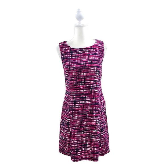 Lilly Pulitzer Geometric Abstract Pink and Navy Blue Mini Dress - Picture 1 of 10